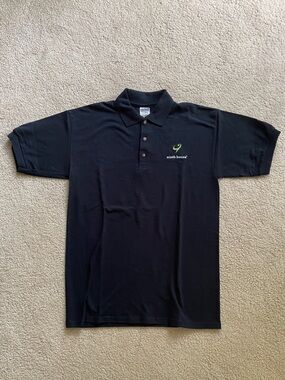 Gildan Black Polo with Green Embroidered Logo Ninth House M Medium